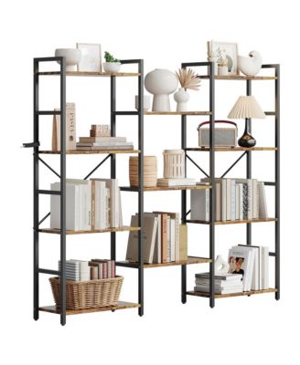 54" 4-Tier Adjustable Rustic Industrial Bookcase with 11 Open Shelves for Living Room and Bedroom