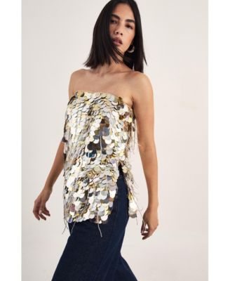 Women's Disc Tassel Bandeau Top