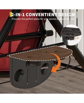 3-Seater Outdoor Swing with Adjustable Canopy, Thick Cushions, Cup Holders, Weather-Resistant Steel Frame, Patio Bench for Garden