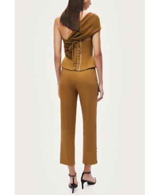 Women's One-Shoulder Draped Gabardine Bustier