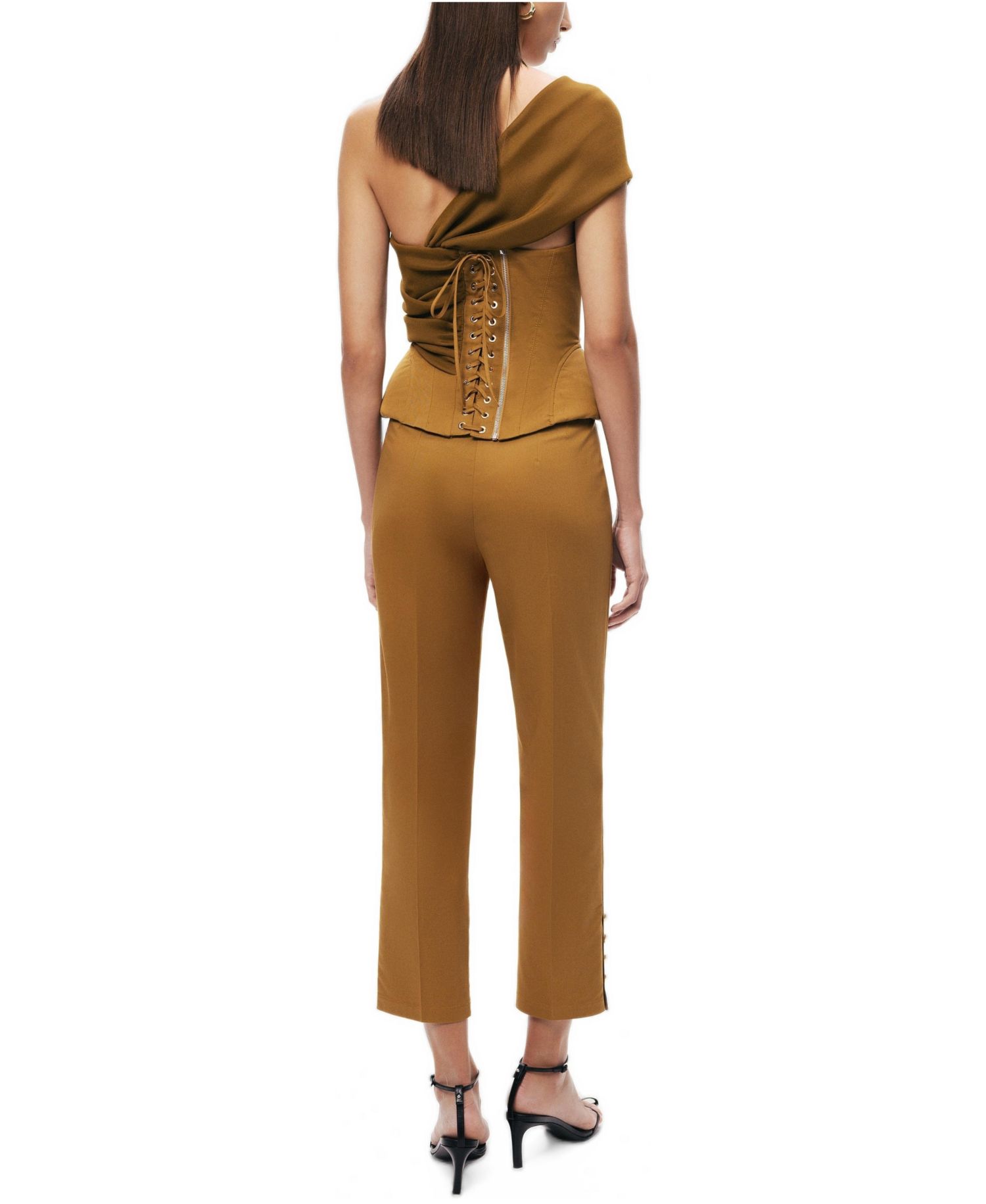 Women's One-Shoulder Draped Gabardine Bustier