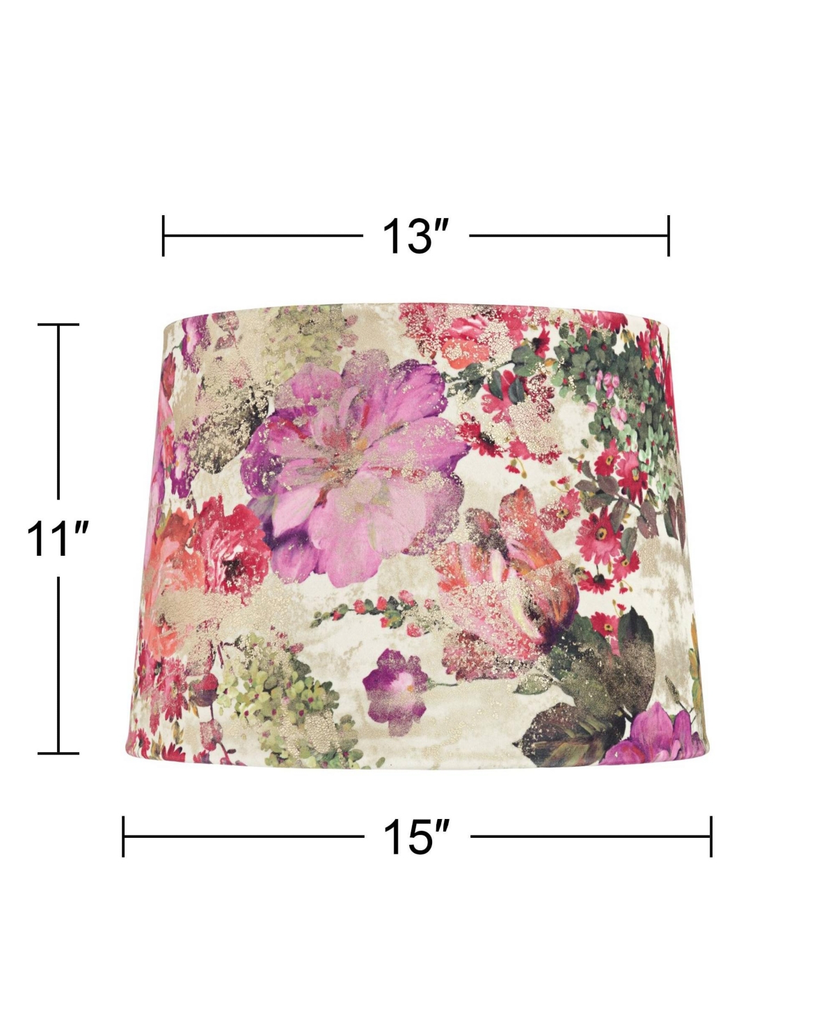 Springcrest 13" Top x 15" Bottom x 11" High x 11" Slant Print Lamp Shade Replacement Drum Velvet Flowers Spider Harp Finial
