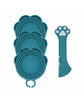 3 Pet Food Can Lids and 1 Spoon Silicone Universal Airtight Reusable Pet Can Opener Spatula