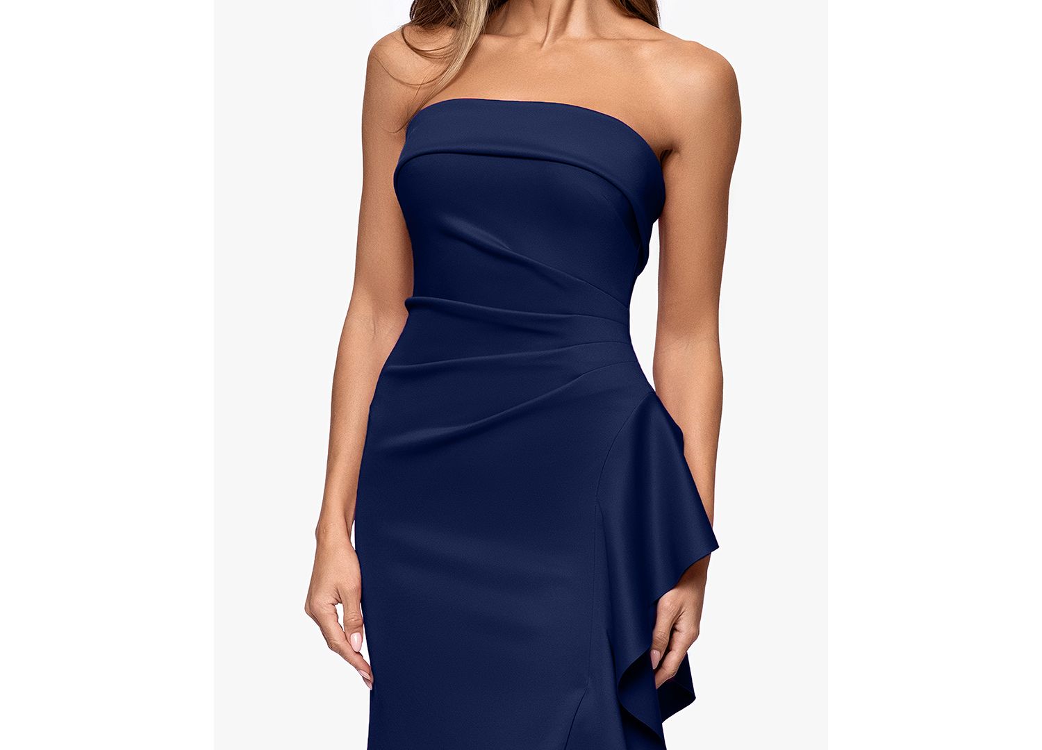 Petite Strapless Ruffle Sheath Gown