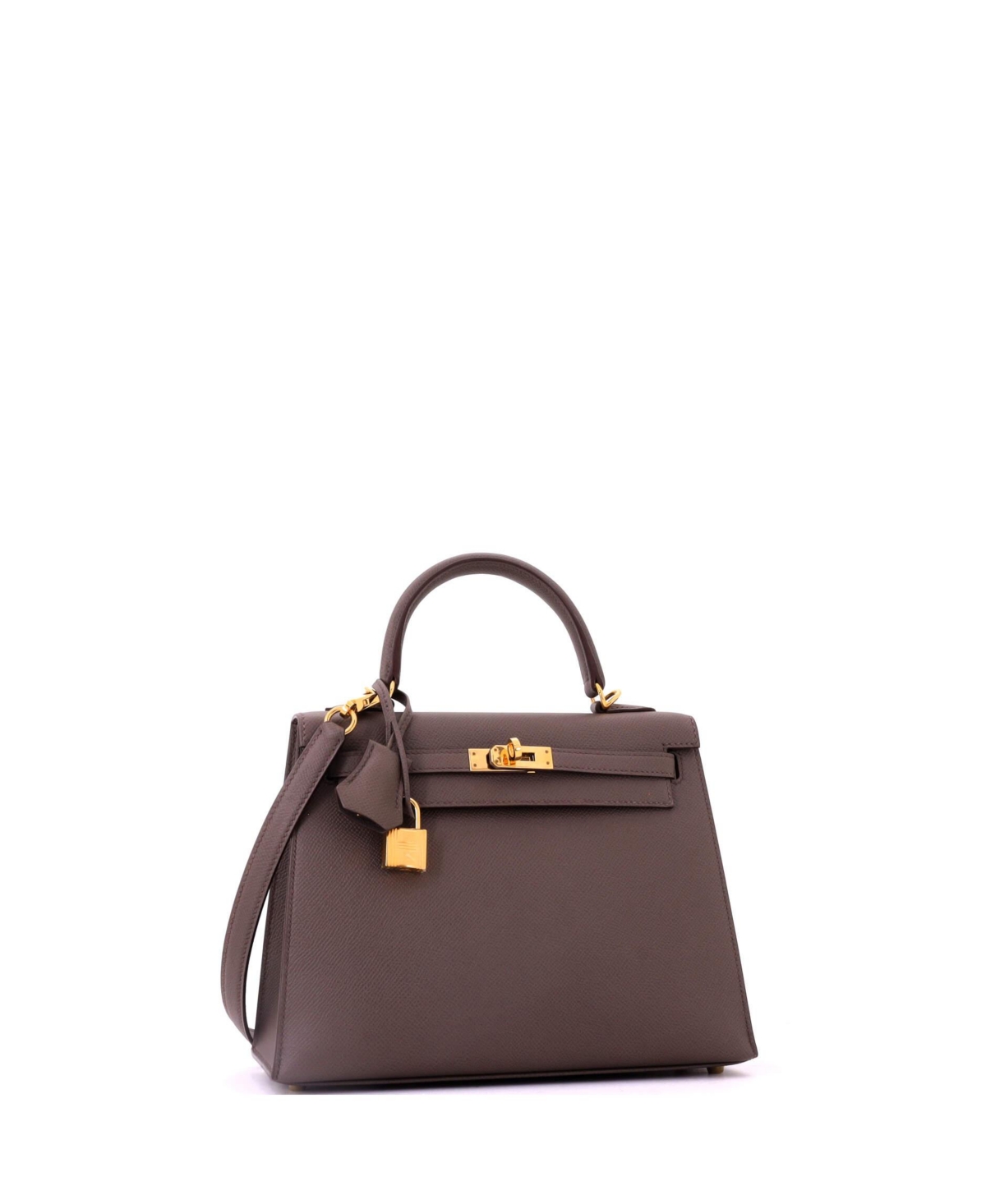 Pre-Owned HERMES Kelly 25 Handbag Grey Epsom with Gold Hardware