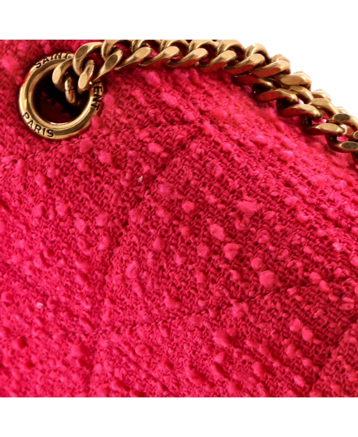 Pre-Owned Saint Laurent Medium Jamie Flap Bag Quilted Boucle Tweed