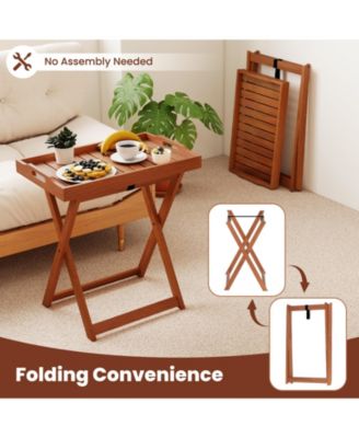 Folding Outdoor Tray Table with Removable Serving Top, 24.5 x 19.5 x 27 in