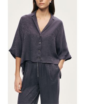 Women's Relaxed Short-Sleeve Textured Shirt