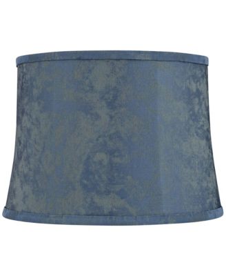 Nagano 14" Top x 16" Bottom x 11 1/2" High x 11 1/2" Slant Print Lamp Shade Blue Drum Softback Washer Harp Finial