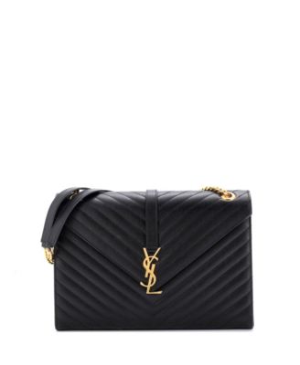 Large Classic Monogram Envelope Satchel Matelasse Chevron Leather