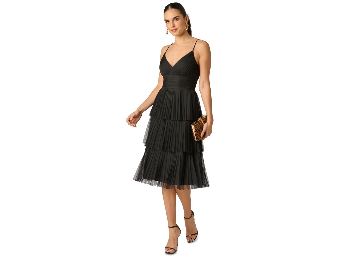 Women's V-Neck Mesh Midi Dress