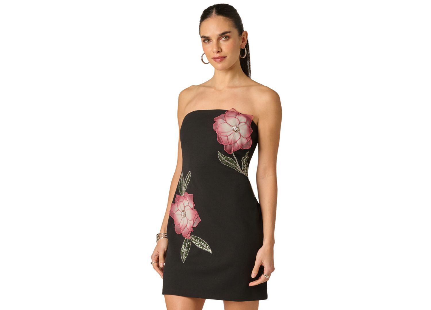 Women's Strapless Floral Mini Dress