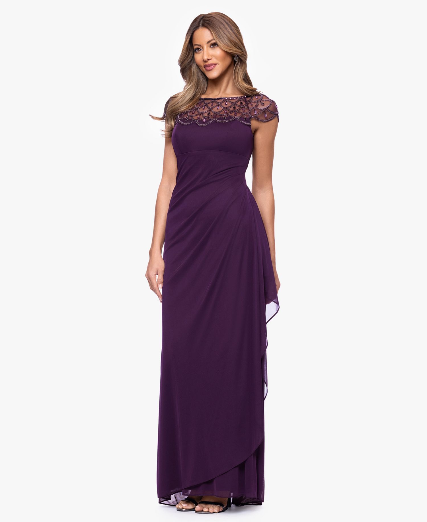 Petite Boat-Neck Long Sheath Dress