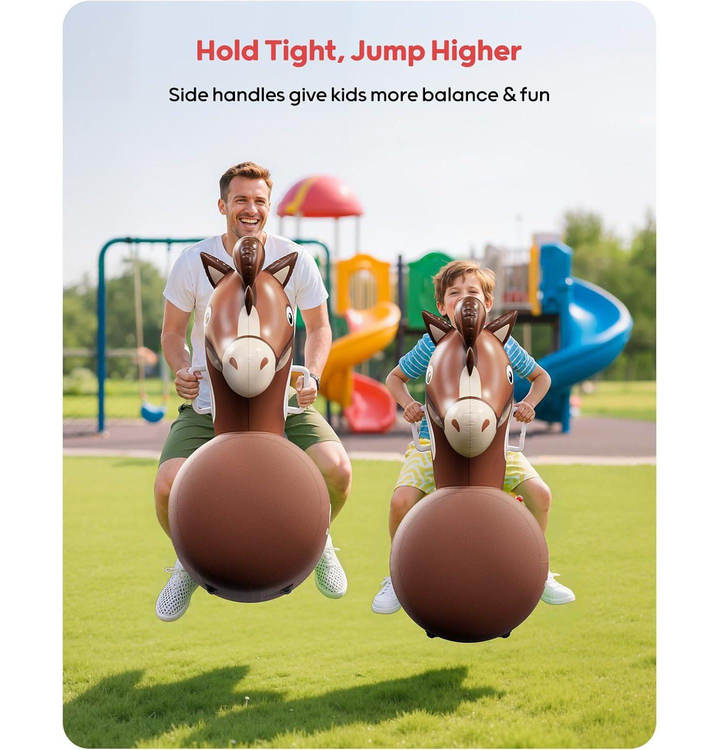 Детская игрушка QPAU Giant Bouncy Horse Heavy-Duty Inflatable Hopper, 220 lb Weight Capacity, Ages 8+, цвет: Коричневый — фото 5