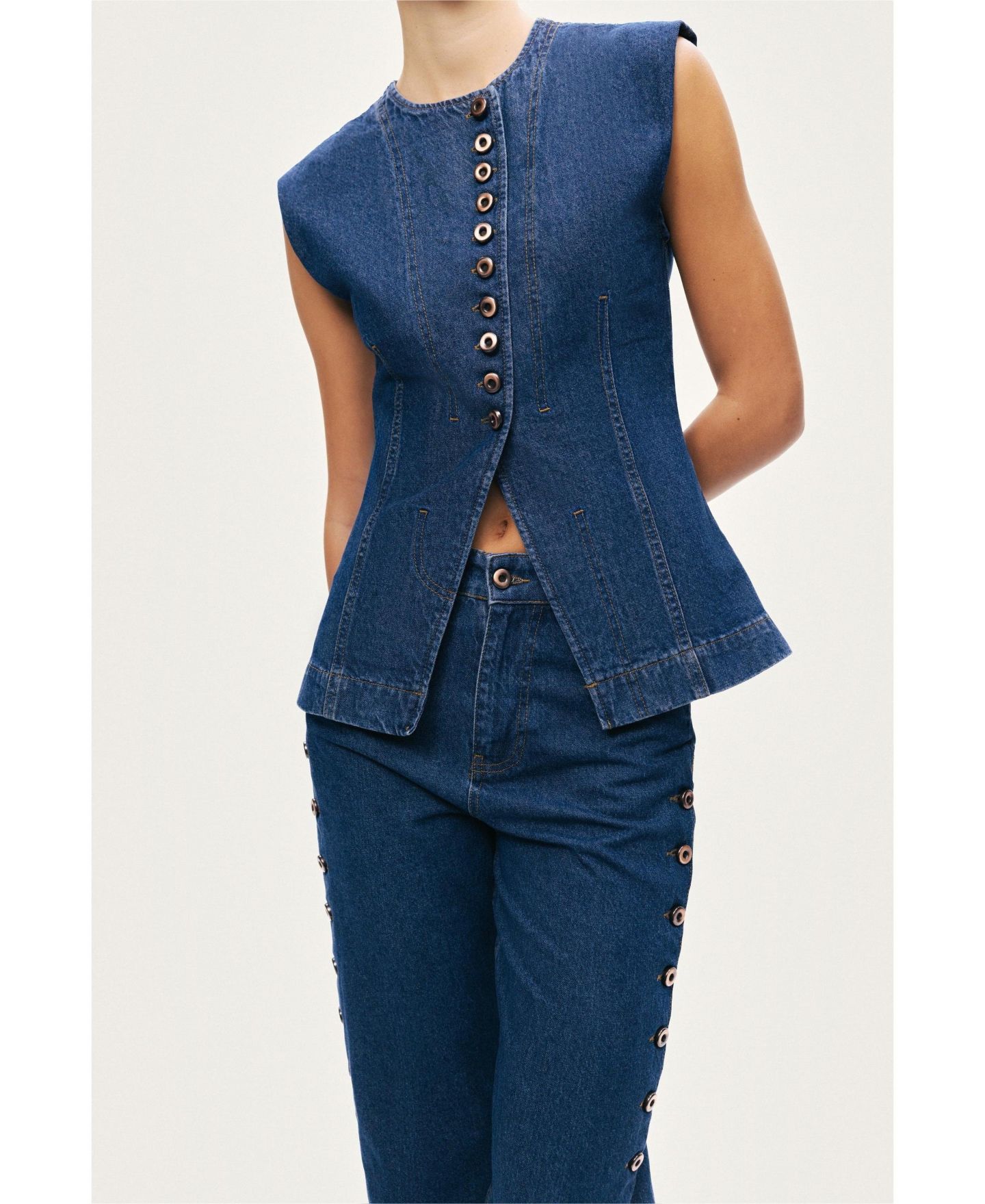 Женский жилет NOCTURNE Button-Front Denim — фото 4