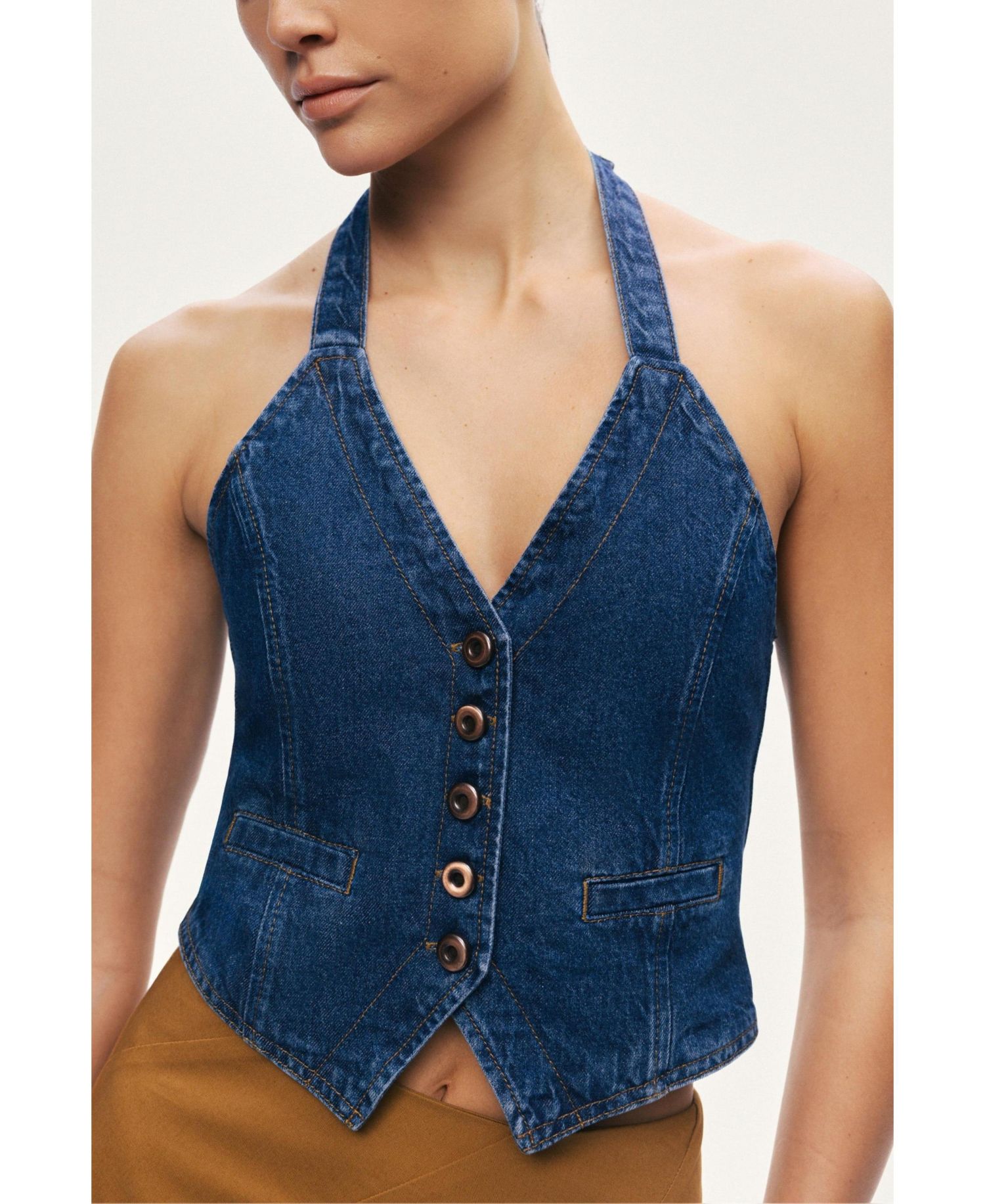 Women's Halter Neck Denim Vest