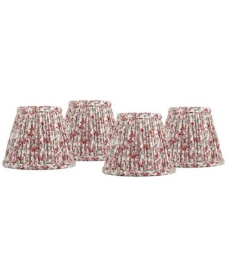 Nelle 3 1/2" Top x 6" Bottom x 5" High x 5" Slant Print Lamp Shade Replacement Set of 4 Floral Clip On Candelabra
