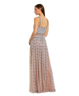 Petite Embellished Mesh A-Line Evening Gown