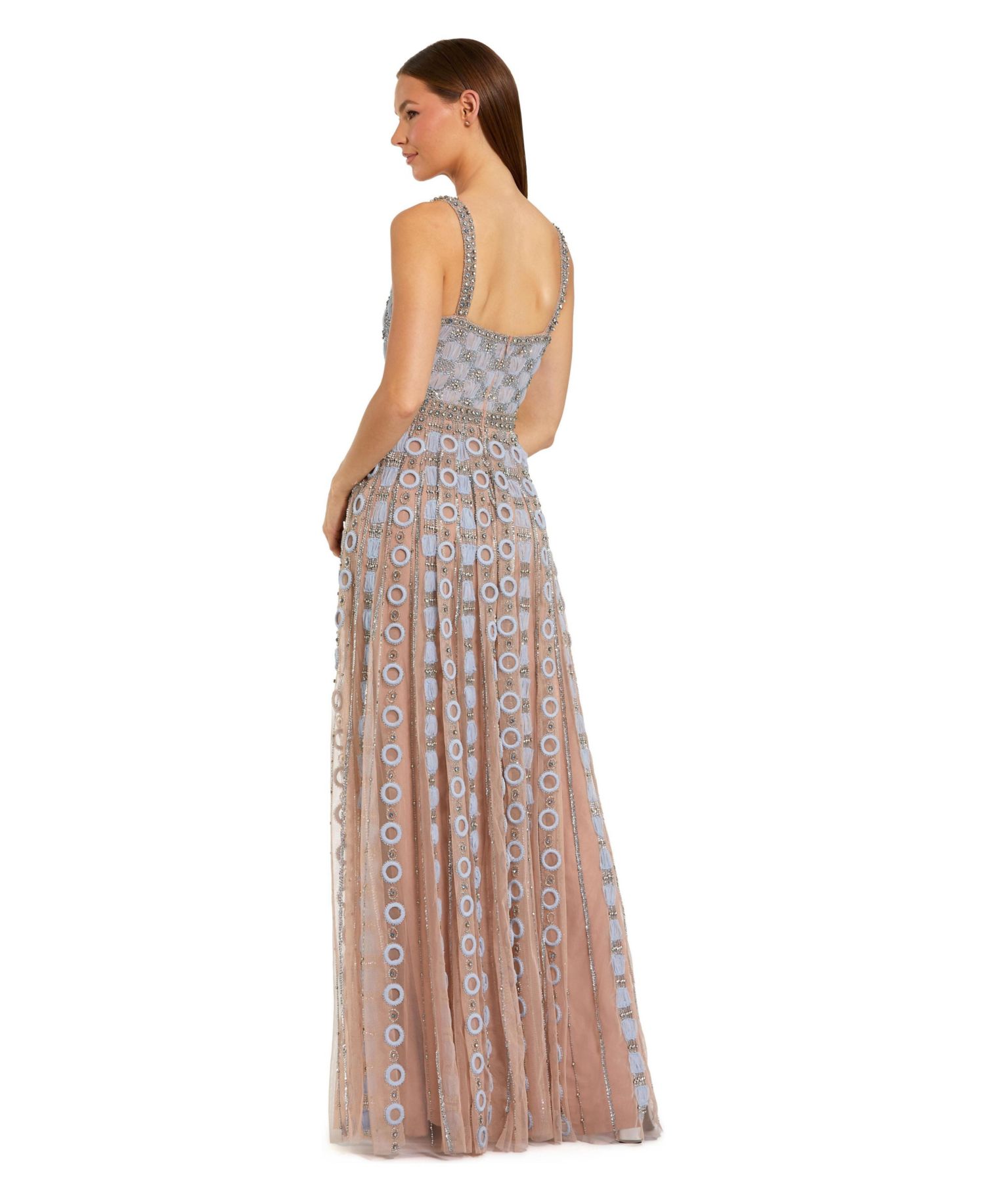 Petite Embellished Mesh A-Line Evening Gown
