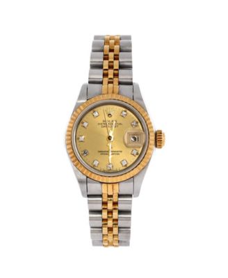 Oyster Perpetual Datejust Automatic Watch in Stainless Steel and Gold with Diamond Markers 26mm