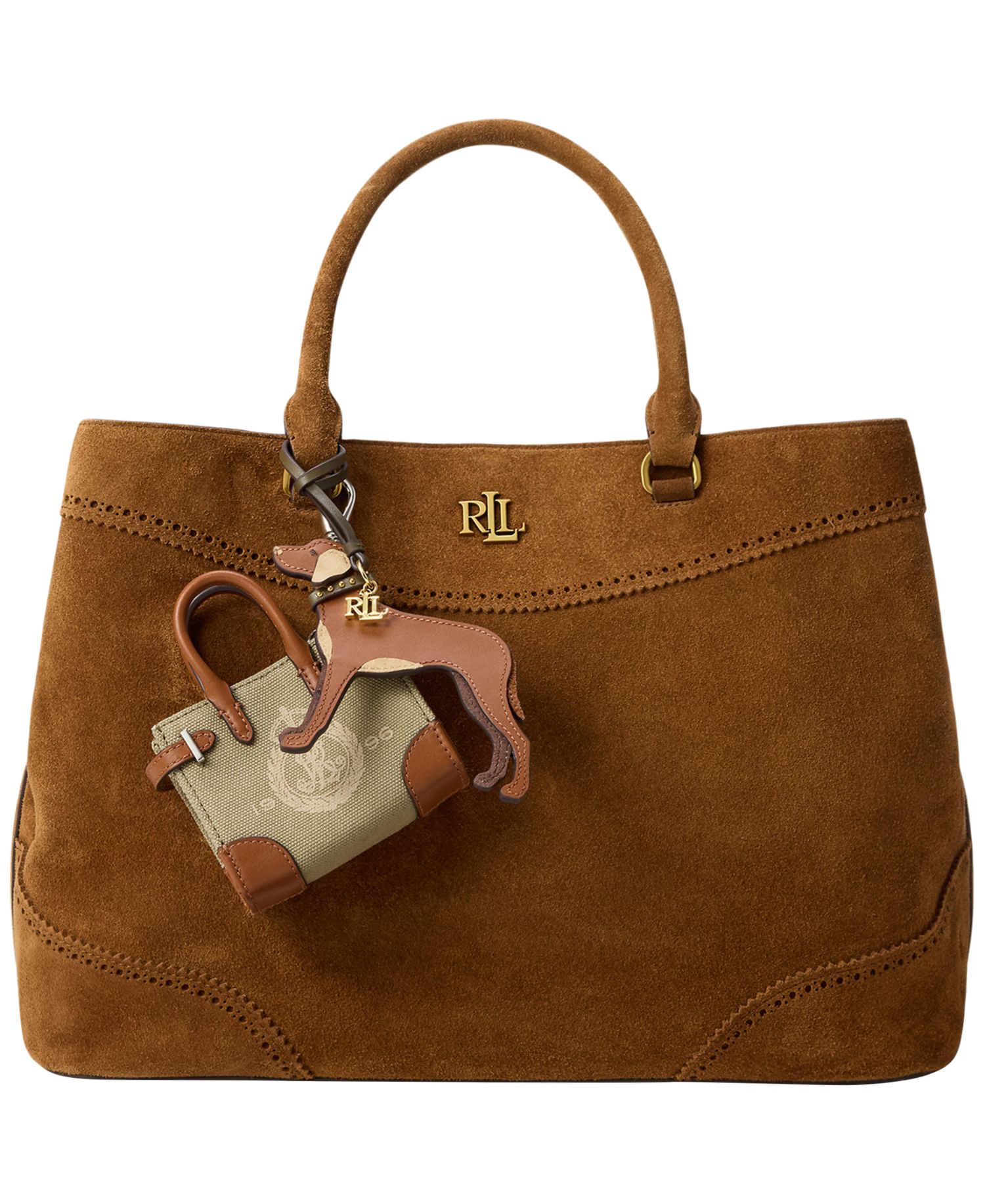 Vizsla Suede-Trim Leather Charm