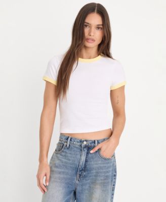 Women's Super Stretch Baby Ringer Crewneck T-Shirt