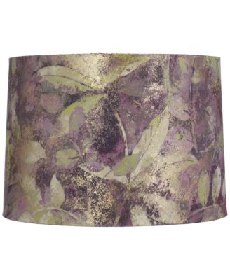 14" Top x 15" Bottom x 10 1/2" High x 10 1/2" Slant Print Lamp Shade Replacement Leaf Velvet Spider Harp Finial