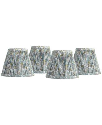 3 1/2" Top x 6" Bottom x 5" High x 5" Slant Print Lamp Shade Replacement Set of 4  Pleated Clip On Candelabra