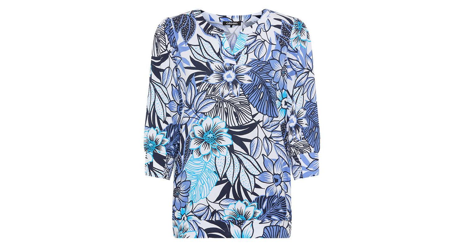 Women's Floral Split Neck T-Shirt