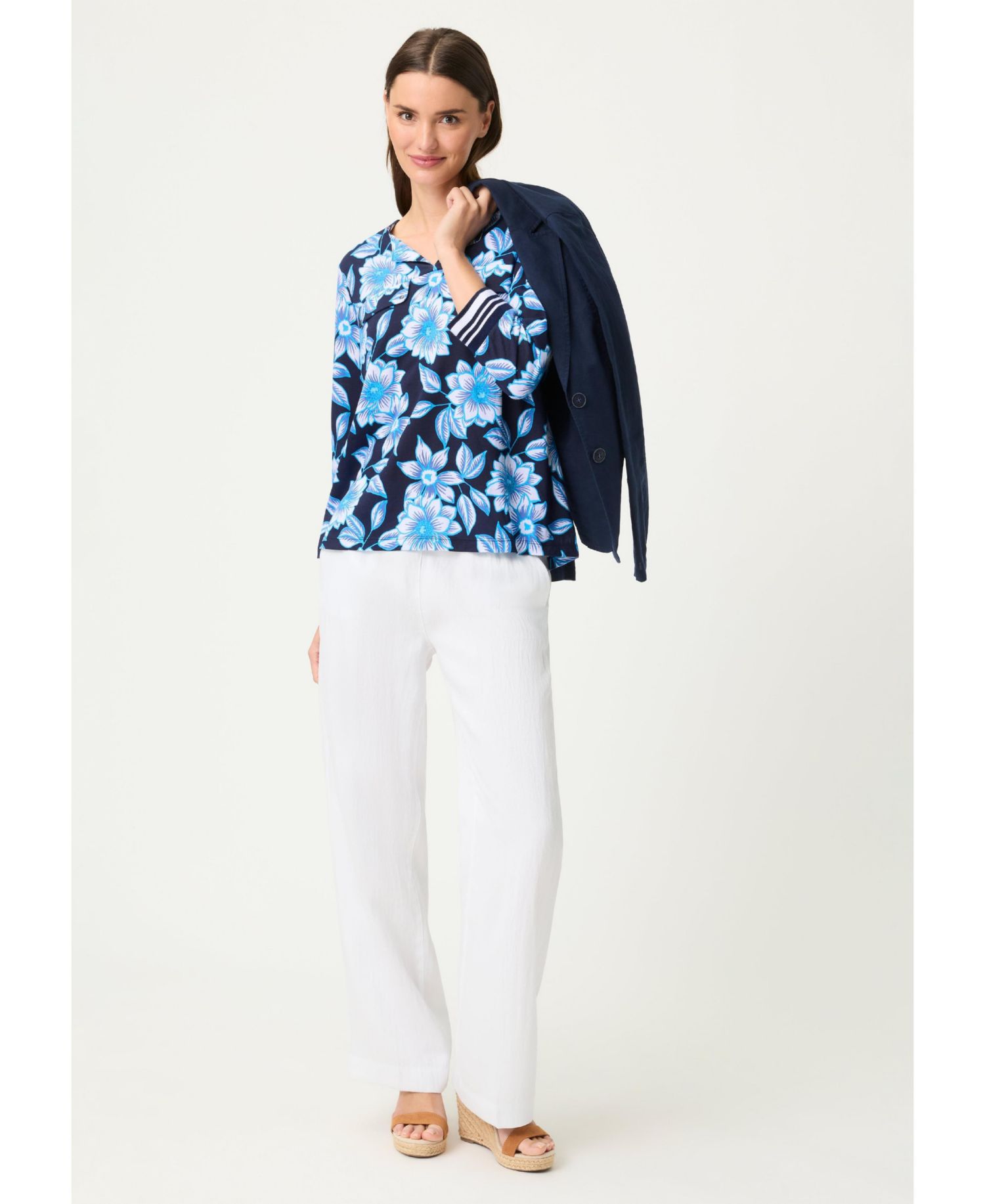 Women's Split Neck Floral T-Shirt