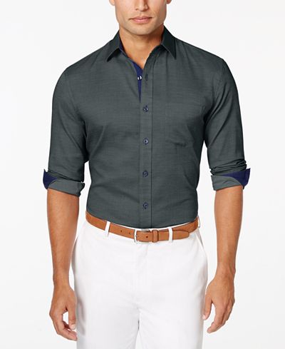 Tasso Elba Men's Texture Long-Sleeve Shirt