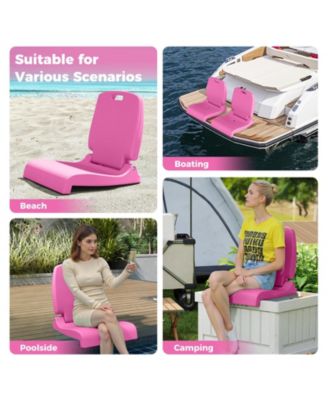 Foldable Pool Chair with Built-in Handle and Backrest Support