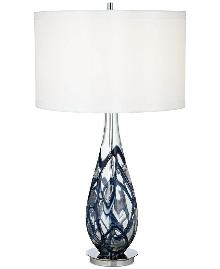 Kathy Ireland - Indigo Swirl Art Glass Table Lamp
