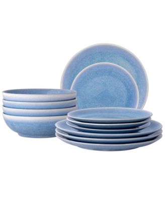 Colorwave Kiln Azure Coupe Dinnerware 12-Piece Set, Service For 4