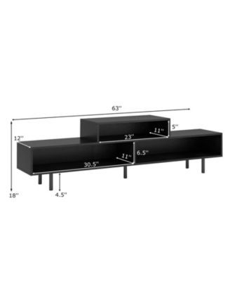 Contemporary Three-Cubby TV Stand with Raised Base