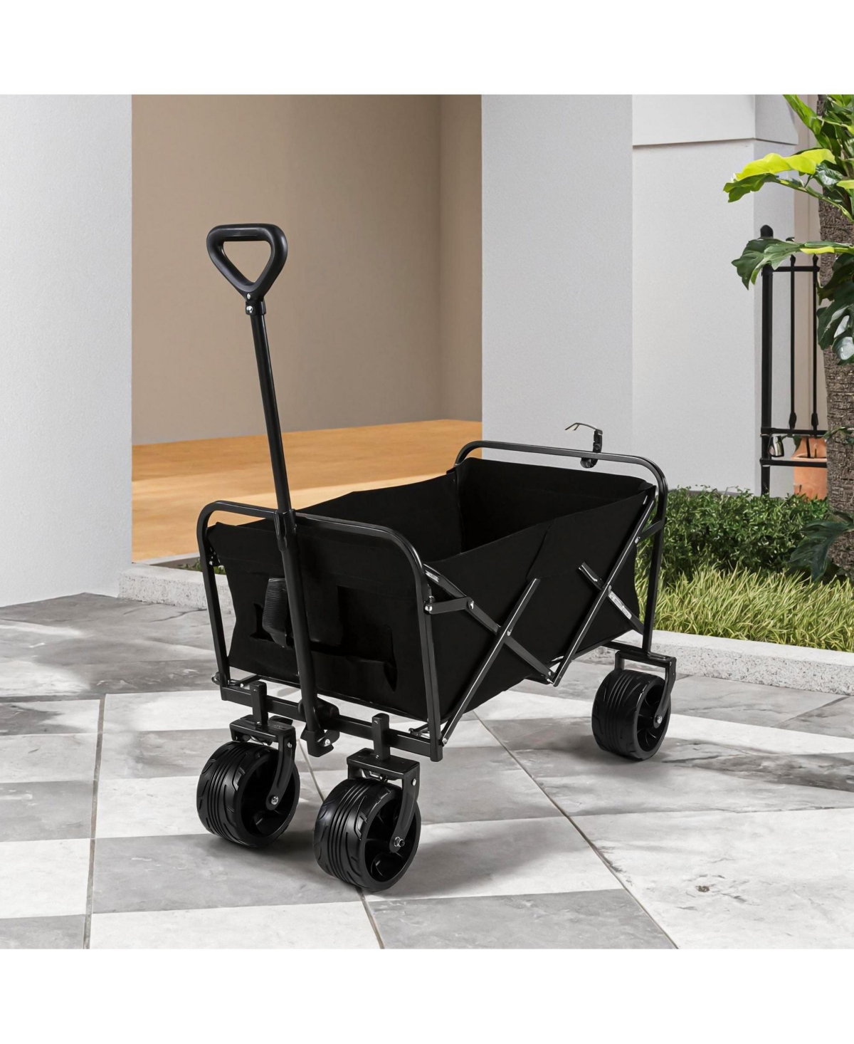 Clihome 100L Collapsible Folding Beach Wagon Cart with 220Lbs Large Capacity