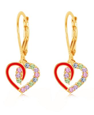 Girls 18K Yellow Gold Plated Heart Hypoallergenic Earrings with Sterling Silver Leverbacks