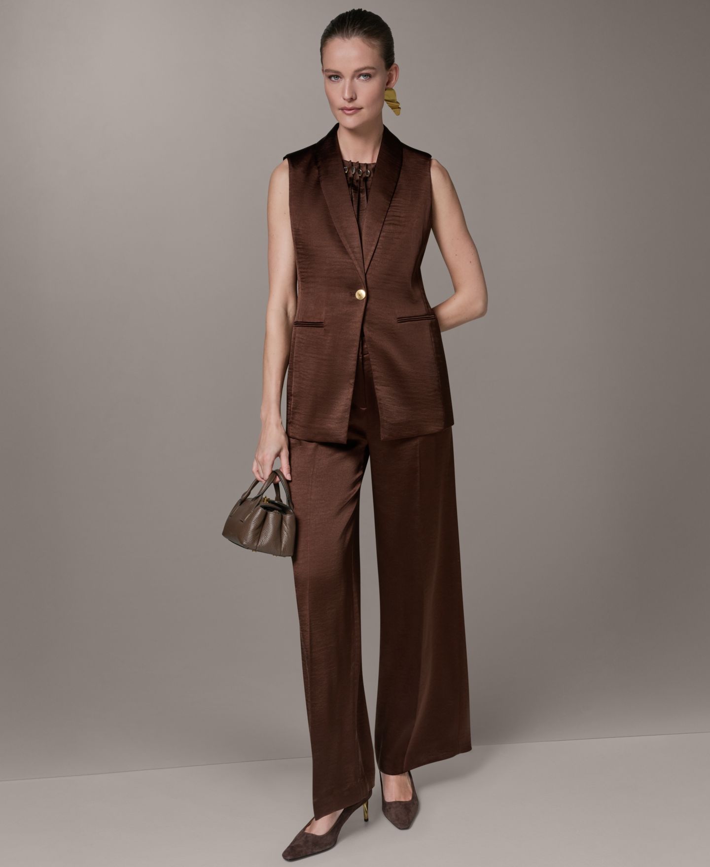 Женский жилет Donna Karan New York Notch Collar Vest, цвет: Canyon — фото 5