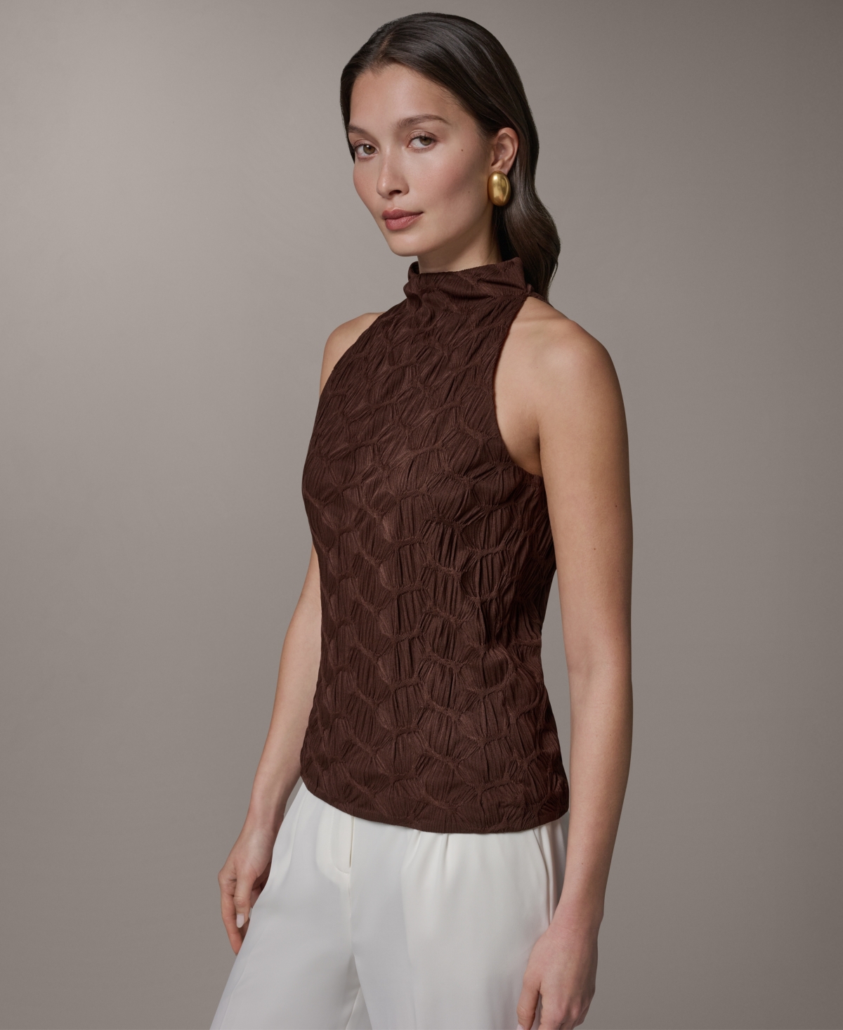 Donna Karan New York Women's Textured Mock Neck Top