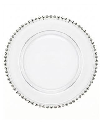 Jay Import Glass Silver Beaded Charger Plate