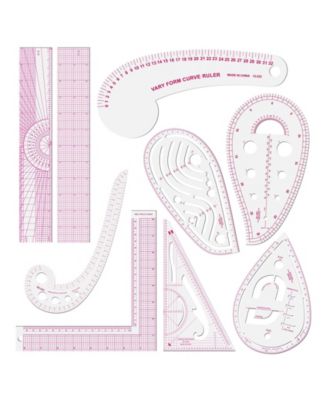 Fashion Clear Metric Sewing Ruler Set Pattern Rulers For Beginners Tailors Designers Quilting Embroidery Cross Crochet Knitting 9pcs