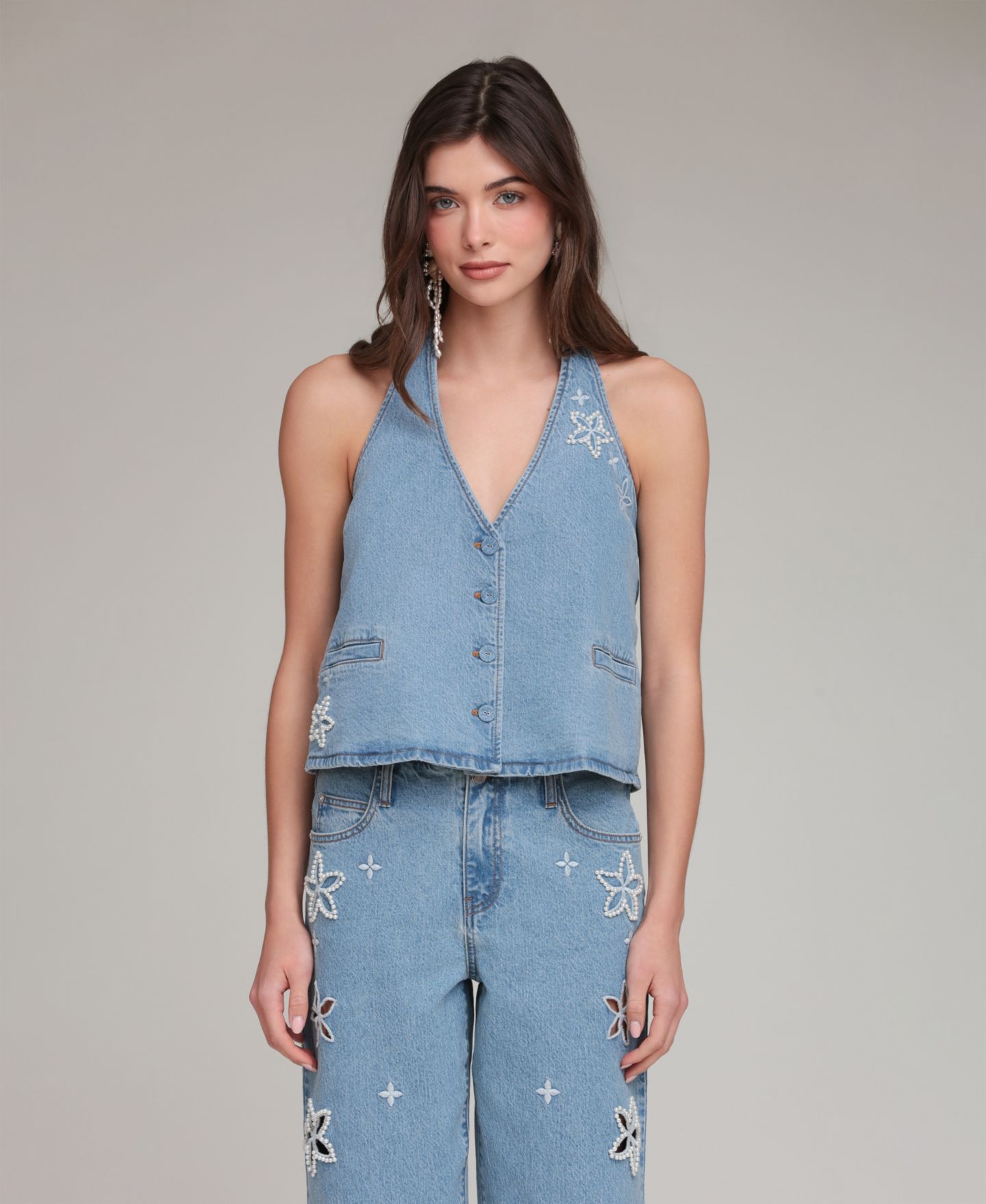 Женские джинсы Avec Les Filles Mid-Rise Floral Cutout, цвет: Варёный — фото 10