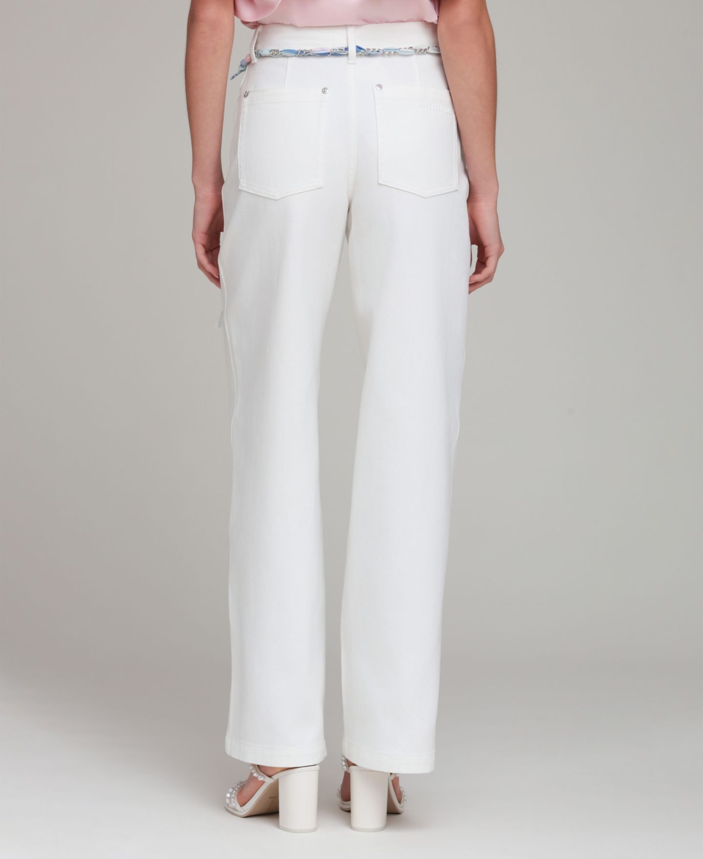 Женские джинсы Avec Les Filles Mid-Rise Wide-Leg Cotton, цвет: Белый — фото 4