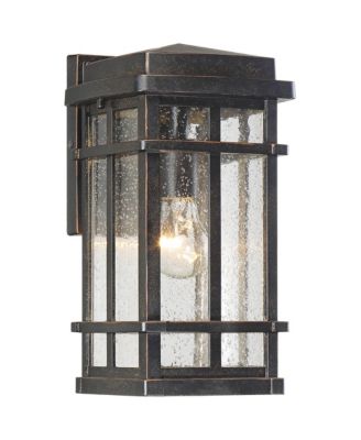 Neri Mission Industrial Outdoor Wall Light Fixtures Set of 2 Oil Rubbed Bronze 12 1/2" Clear Seedy Glass for Exterior