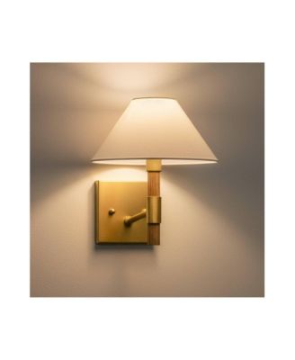 Possini Euro Conrad 11"H Brushed Champagne and Faux Wood Wall Sconce