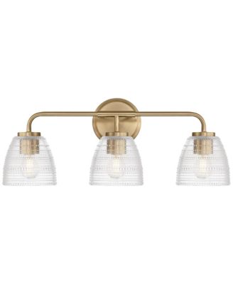 Possini Euro Sabrina 22" Wide Satin Brass and Glass 3-Light Bath Light