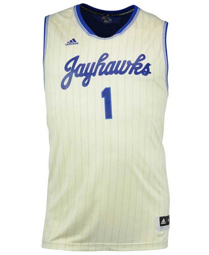 Men's adidas #1 White Kansas Jayhawks Authentic Basketball Jersey