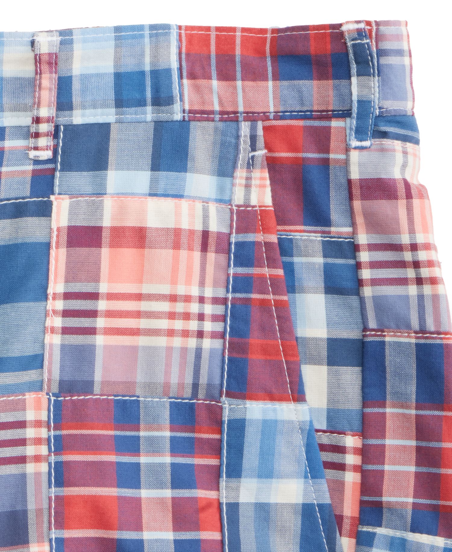 Men's Regular-Fit Madras Plaid Patchwork 9" Shorts