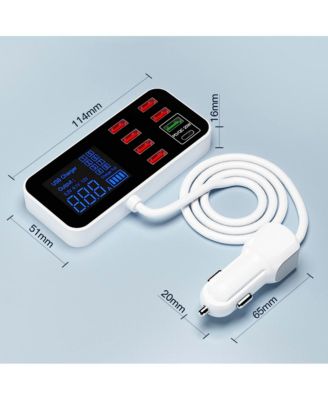 40W 8-Port Car Charger with PD20W Fast Charging and Digital Display