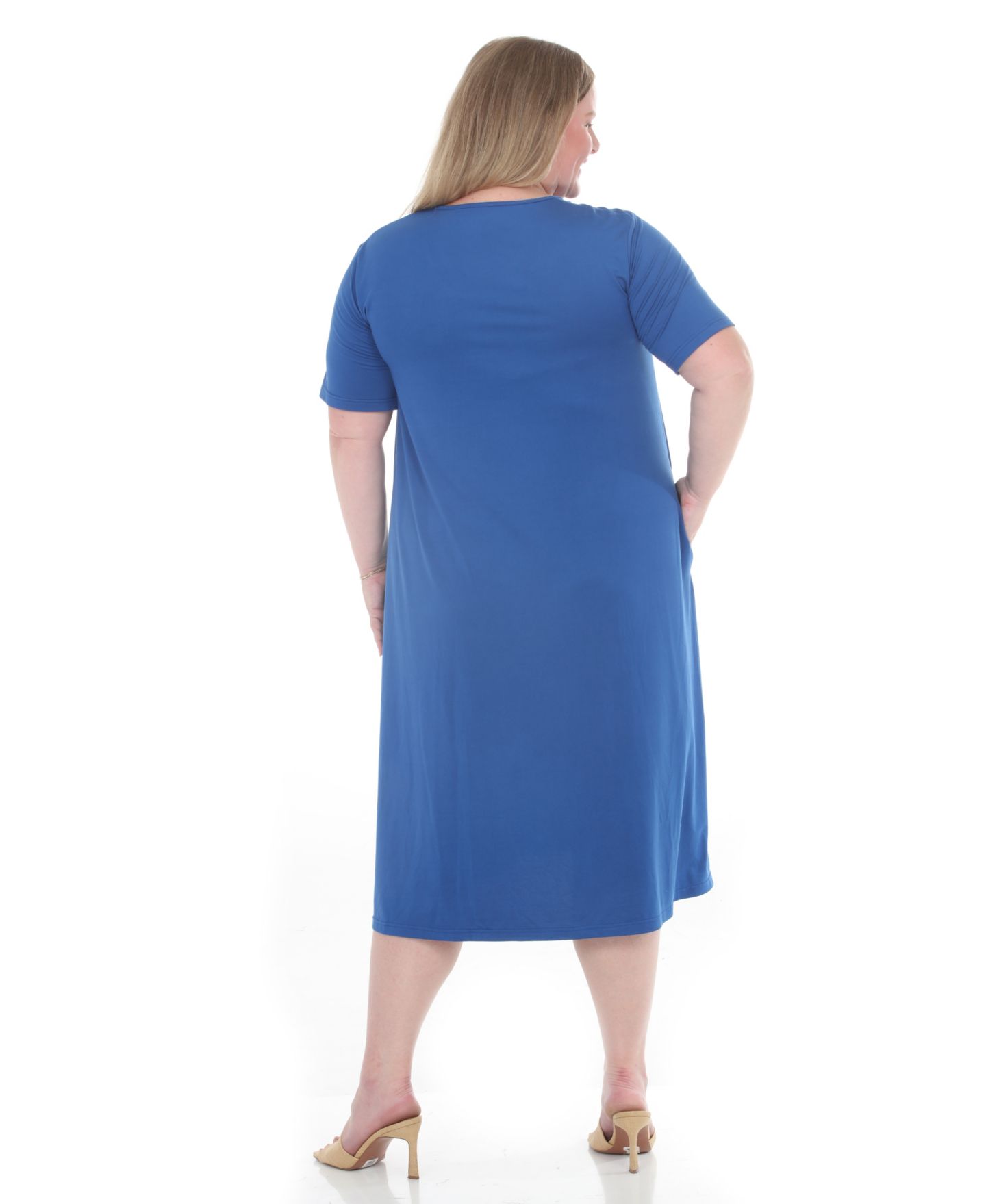 Женское платье White Mark Plus Size Tee Swing Midi, цвет: Синий — фото 5